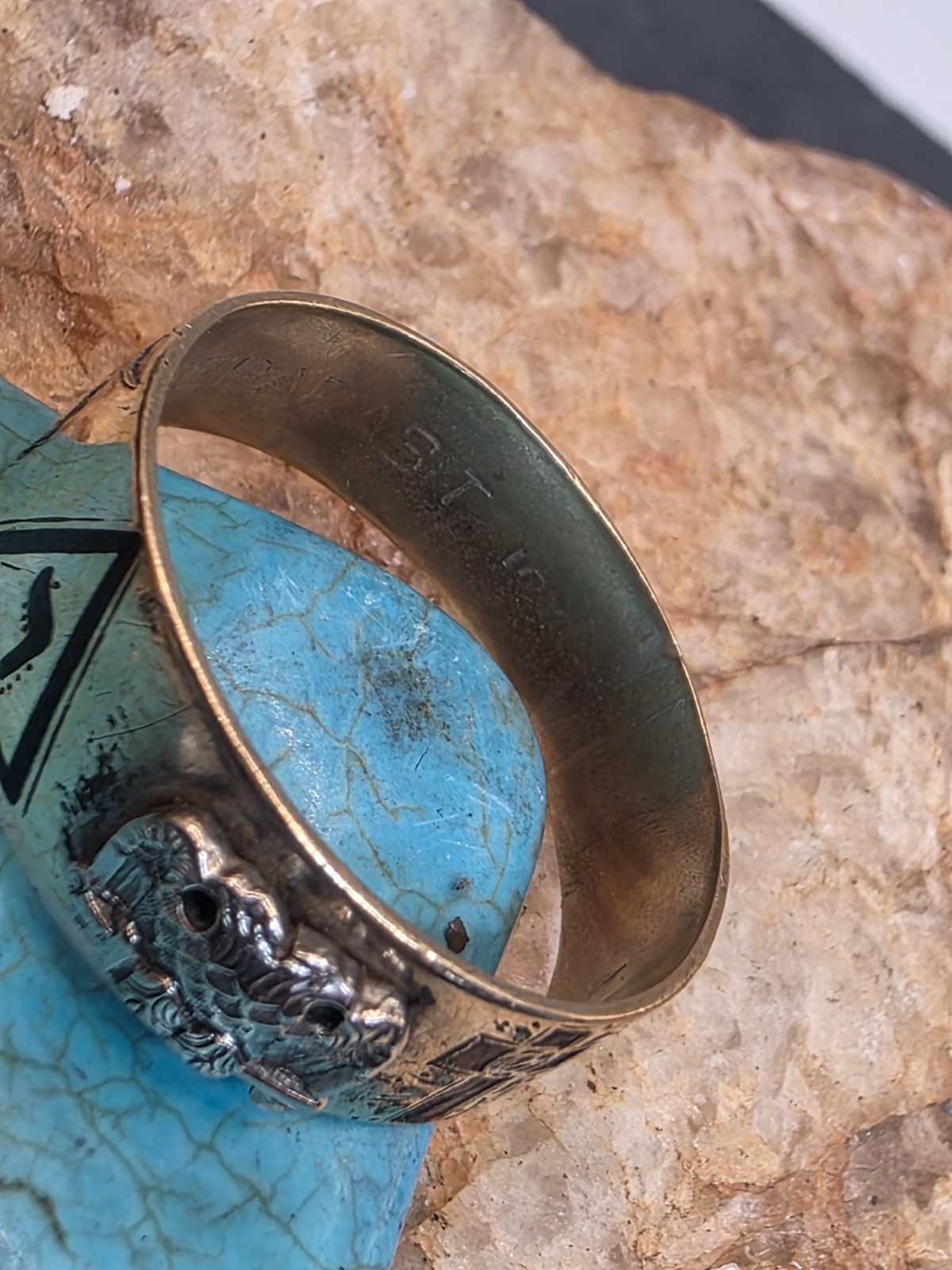 14K Scotish Masonic Ring Insciption “Virtus Junxit Mors Non Separabit,” Antiq