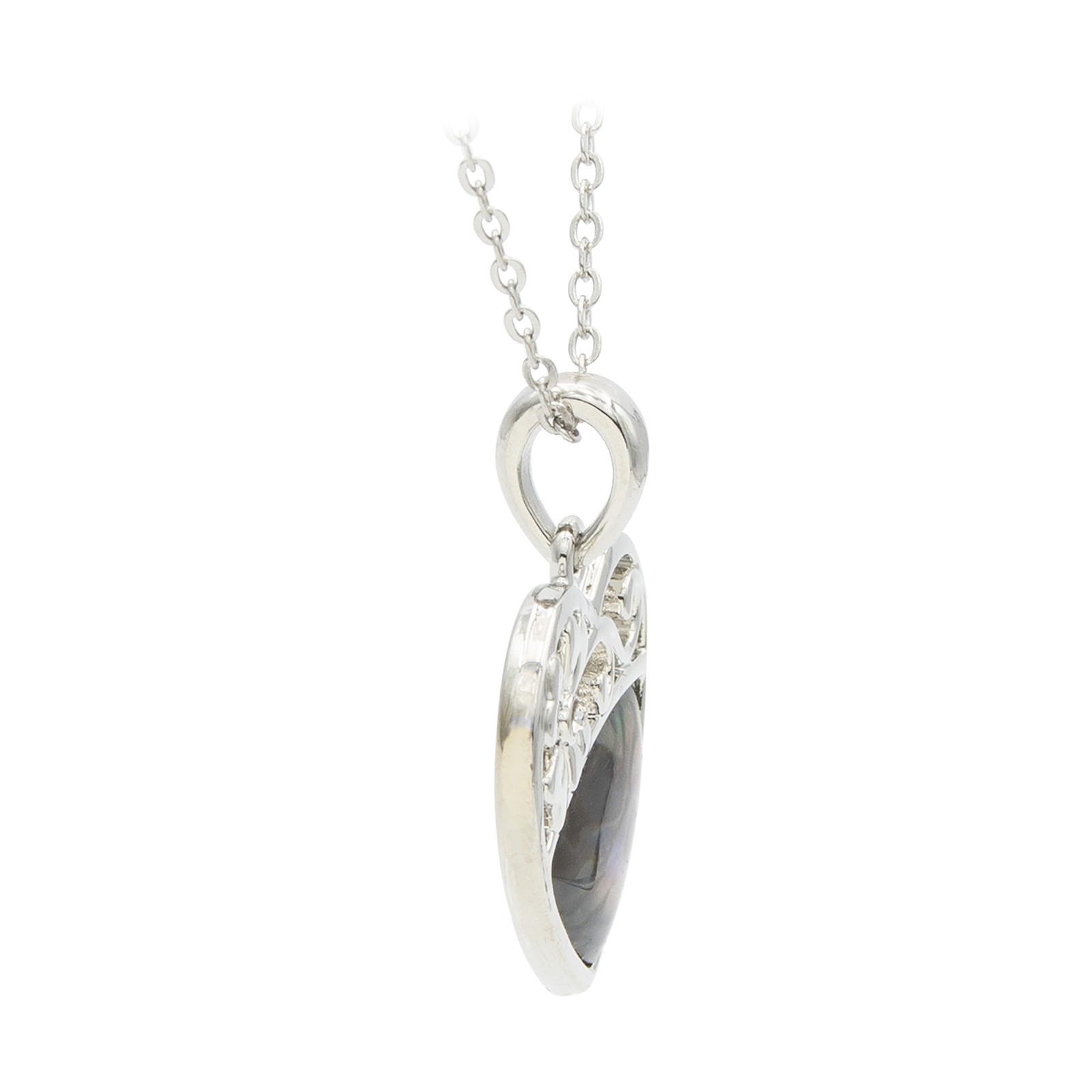 Genuine Abalone Shell Heart Pendant and 18″ Necklace Set