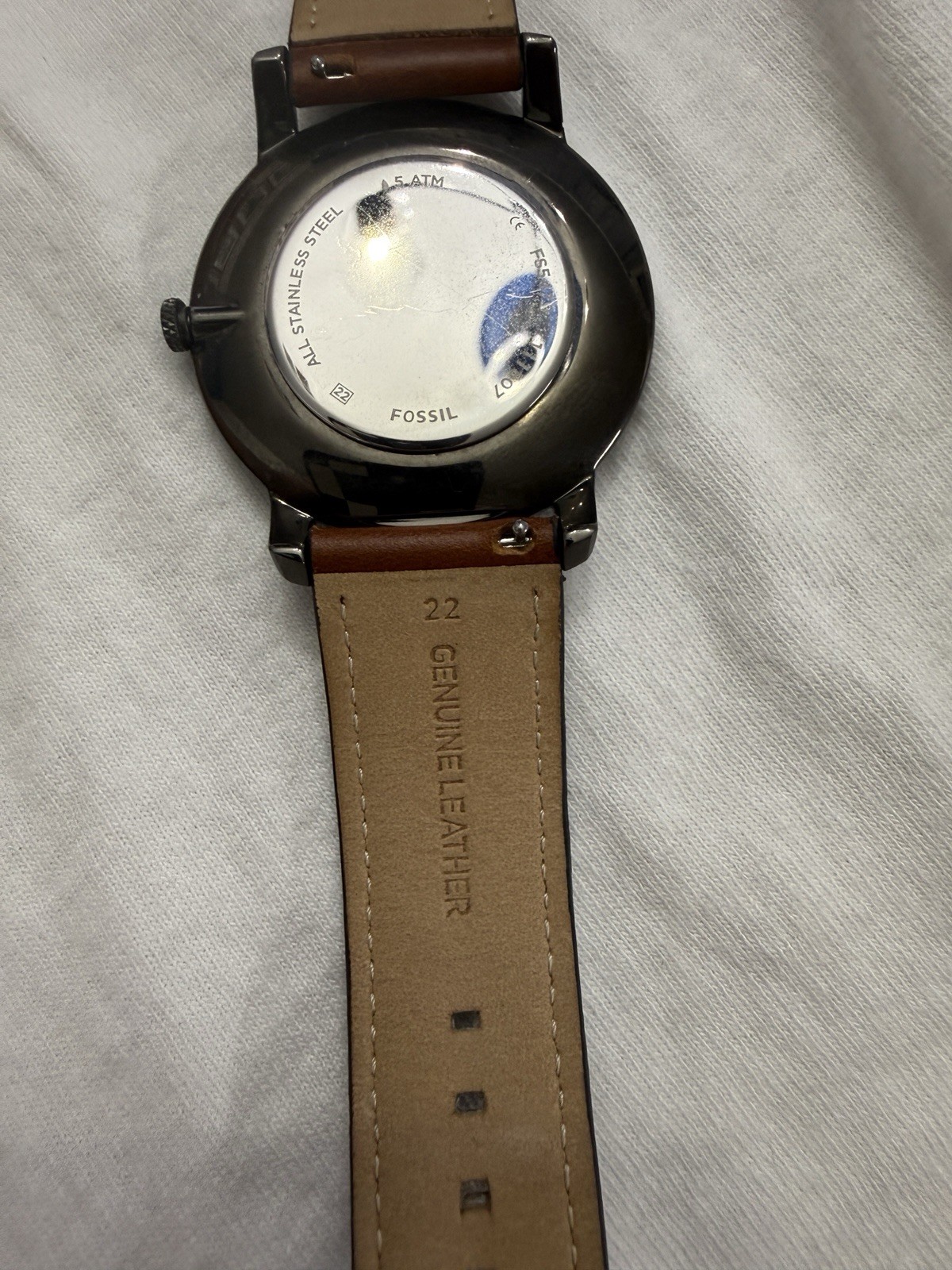 Fossil Minimalist Men’s 44mm Quartz Watch Black Dial Brown Leather Strap 50m