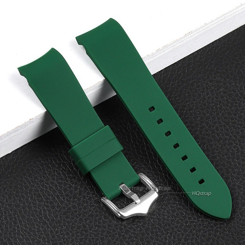 Curved End Silicone Bracelet Rubber Watch Band Strap Butterfly Clasp 18-24mm