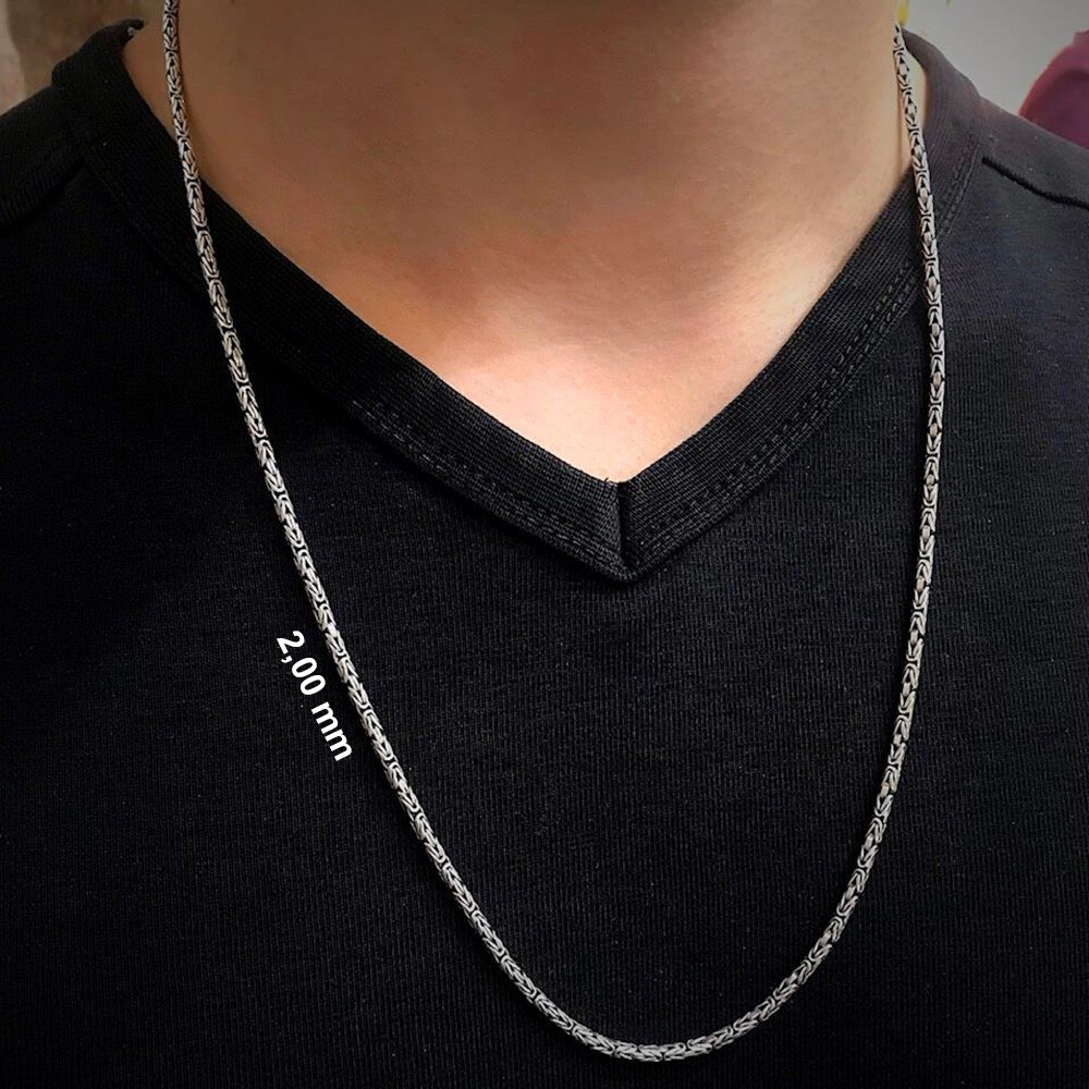 Solid 925 Sterling Silver Men’s King Byzantine Round Chain Necklace! All Sizes