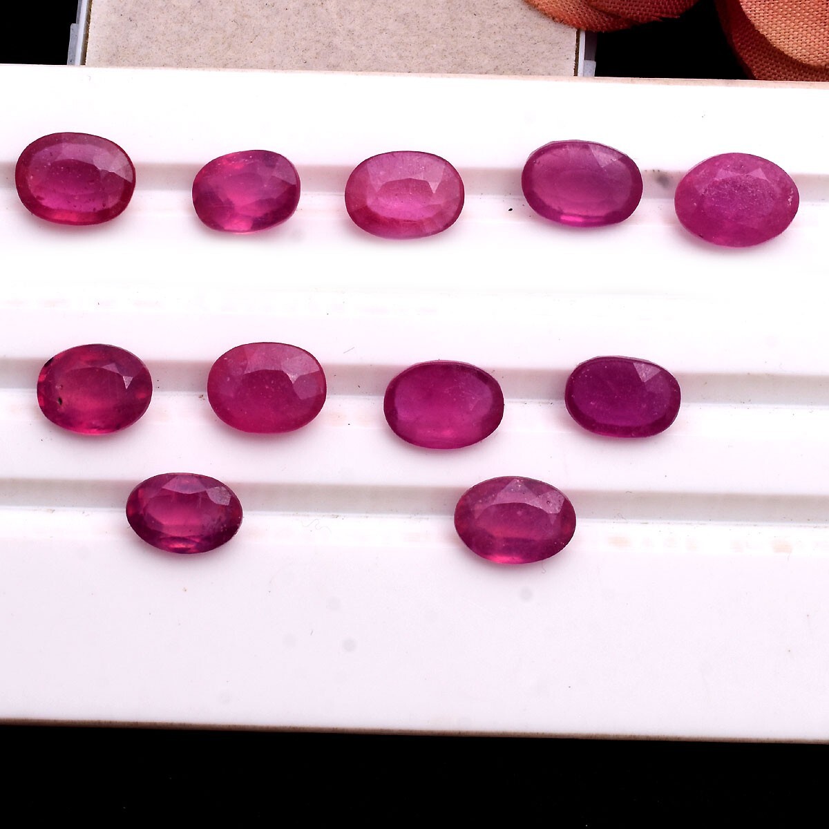 11 Pcs Natural Ruby Stunning Red 8mm-9mm Oval Faceted Cut Loose Gemstones Lot