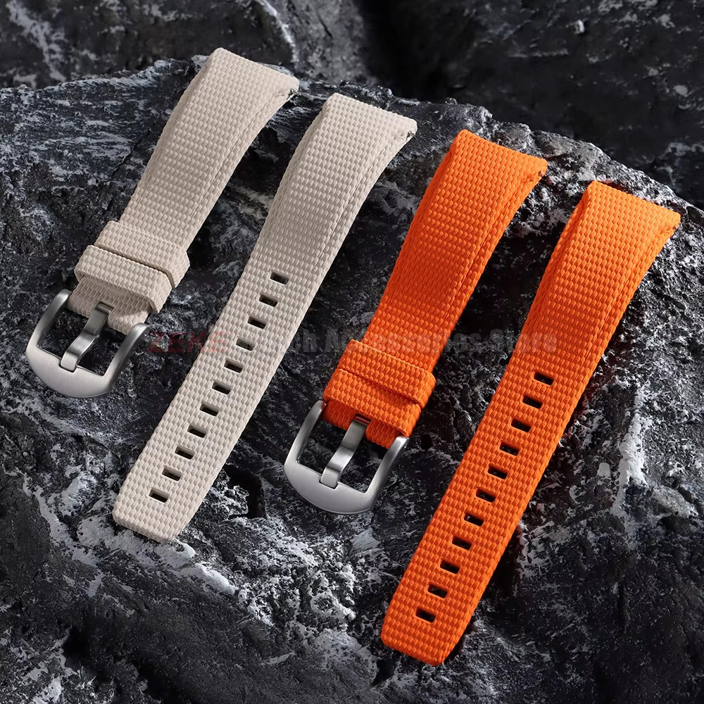 Curved End FKM Rubber Watch Strap 20mm 21mm 22mm Military Sport Band