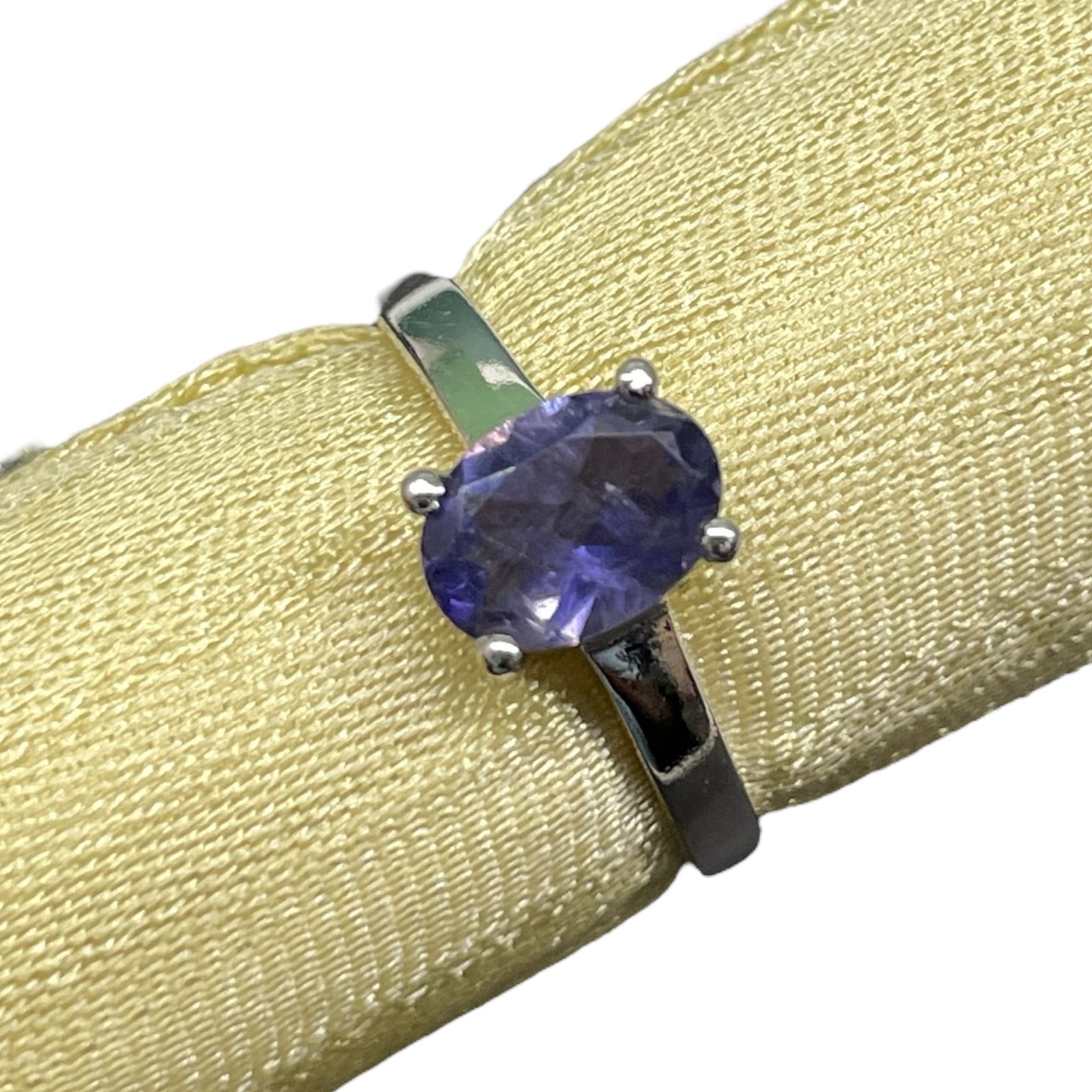 Natural Iolite Ring 925 Sterling Silver 14K WG Rhodium Plated Top Quality