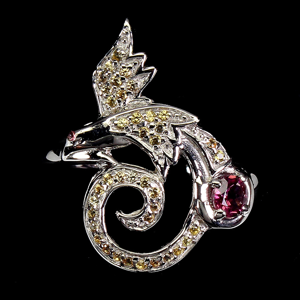 Summer 925 Silver Ring Round Rhodolite Garnet Sapphire Gemstone Jewelry 8