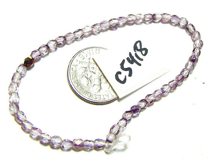 Czech Glass Faceted Round Bead CRYSTAL PURPLE IRIS 3mm NOS Approx 50 C5418