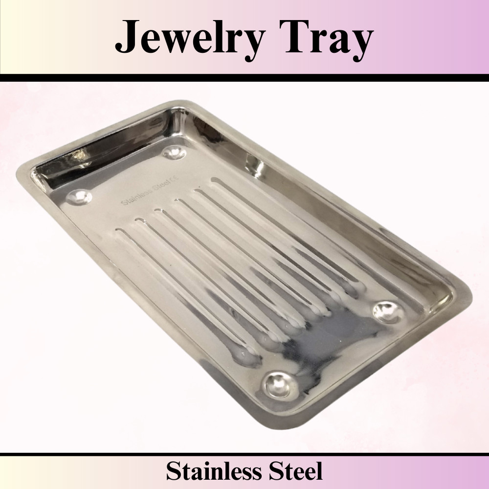 Stainless Steel Jewelry Tray 8″Lx4.5″W for Organizing Rings Earrings Pendants