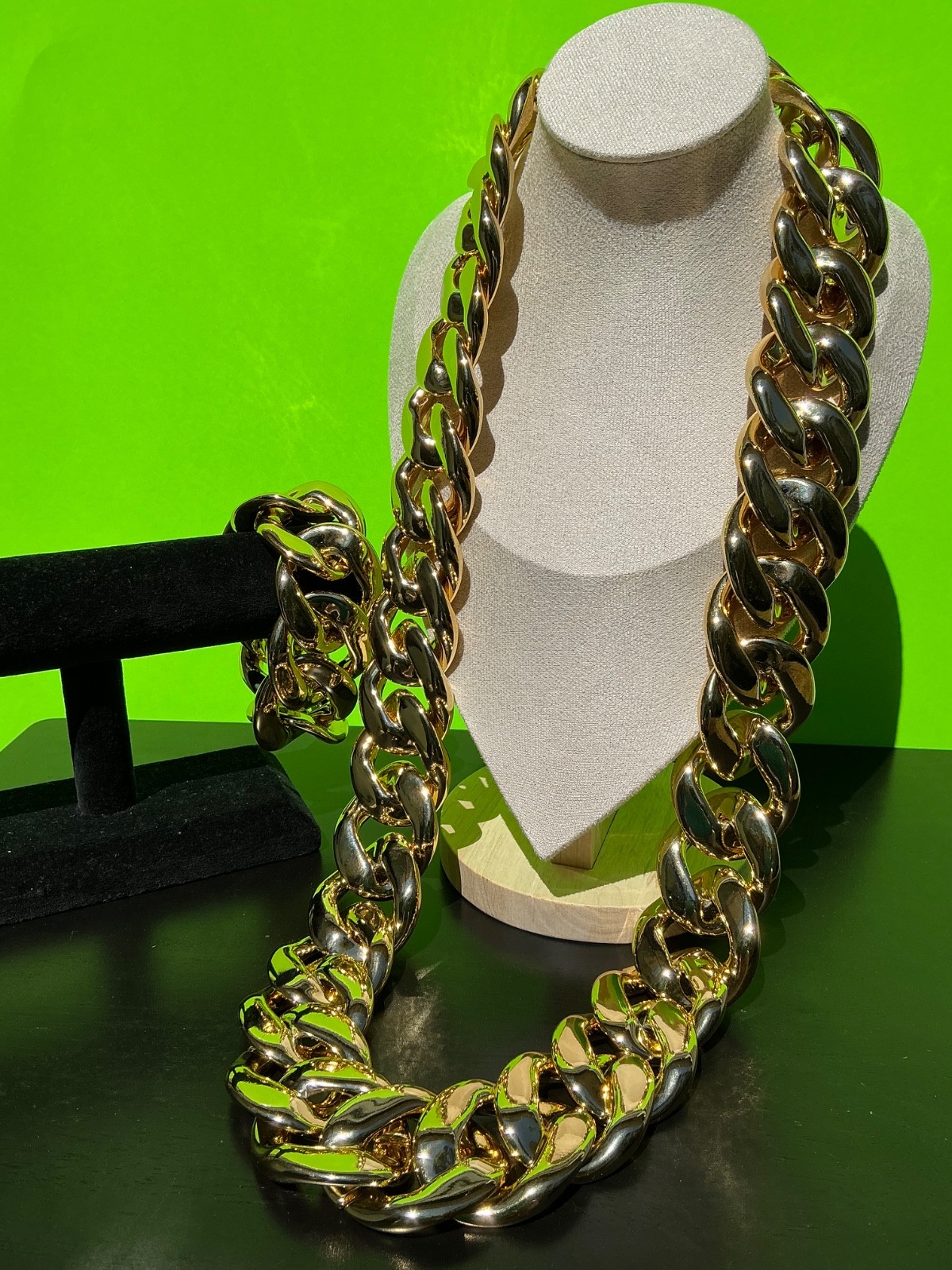 Hip-hop Gold Thick Chain Necklace Bracelet Men Punk Large Plastic New Unisex 36”