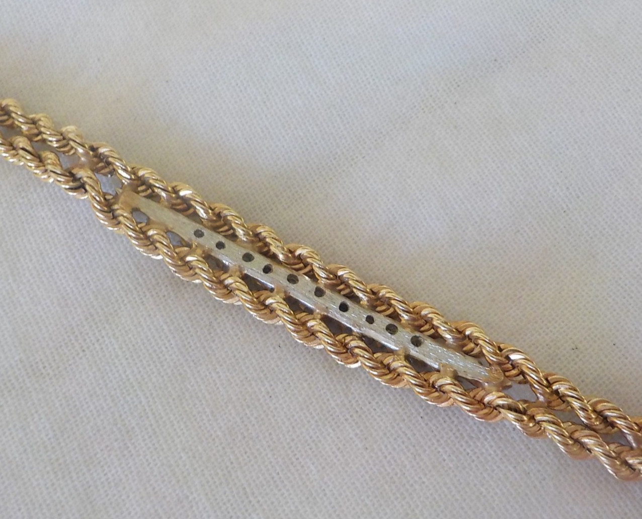 Solid 14K Yellow Gold Double Rope Sapphire Diamond Bracelet – 11.32 gms, 7.2 in