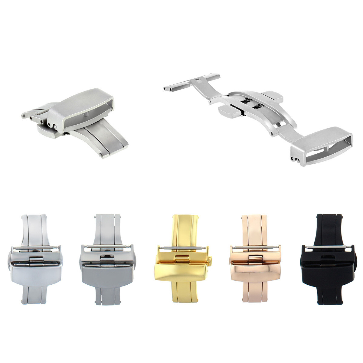 14-16-18-20-22-24MM BUTTERFLY LEATHER STRAP BAND FOR DEPLOYMENT CLASP PUSH BUTTO