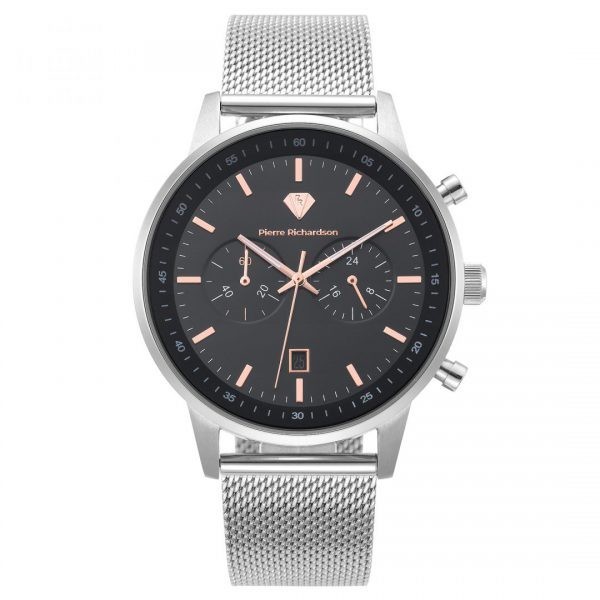 PIERRE RICHARDSON Men Quartz Watch Black Silver Rose Gold St. Steel Waterproof