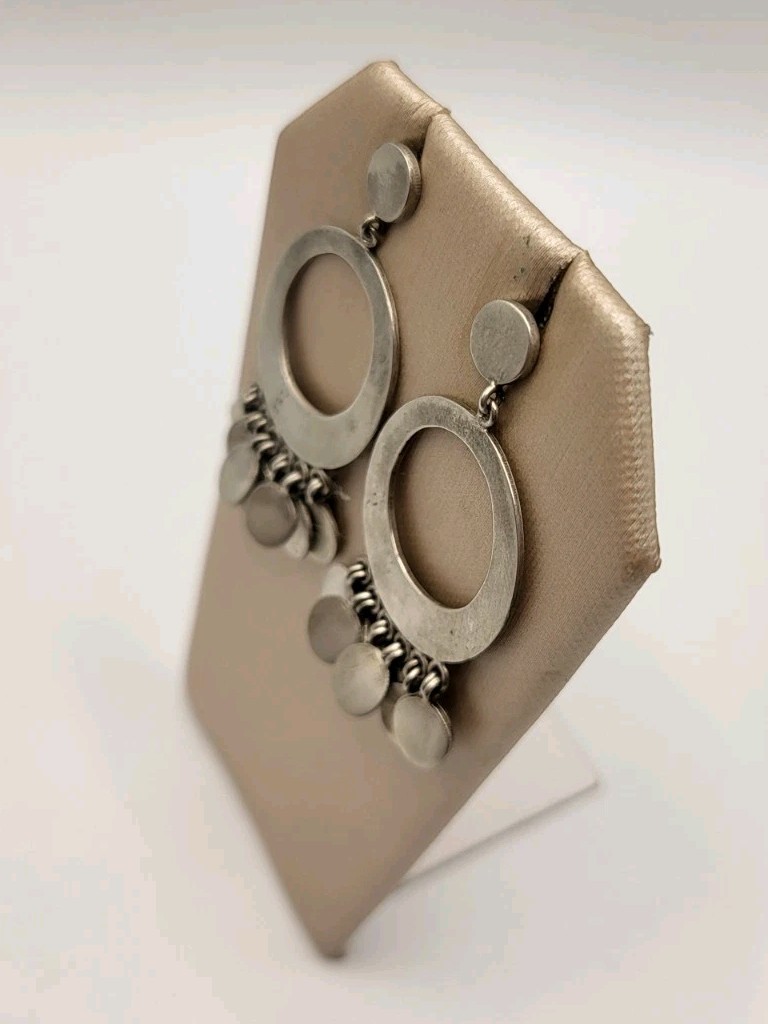 JANE DIAZ 925 Sterling Silver Hoop Stud Disc Drop Dangle Pierced Earrings Signed