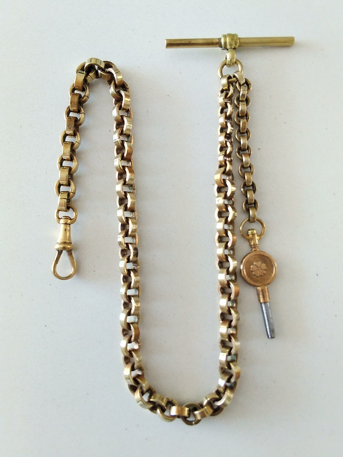Antique Pocket Watch Chain Belcher Link yellow gold 34g L.B. CANADA