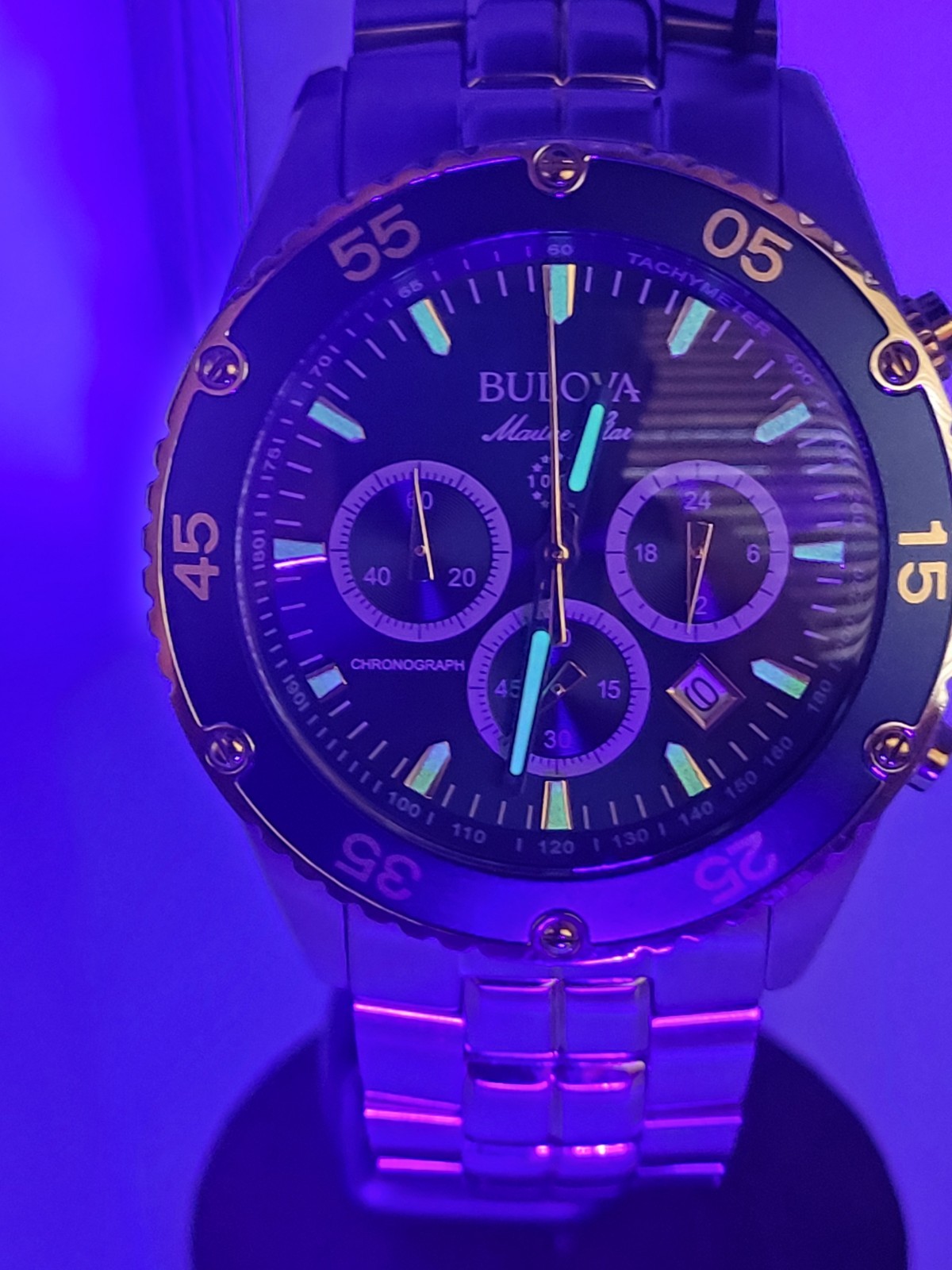 Bulova Men’s Watch Marine Star Blue Dial Two Tone Stainless Steel 44mm – 98B400