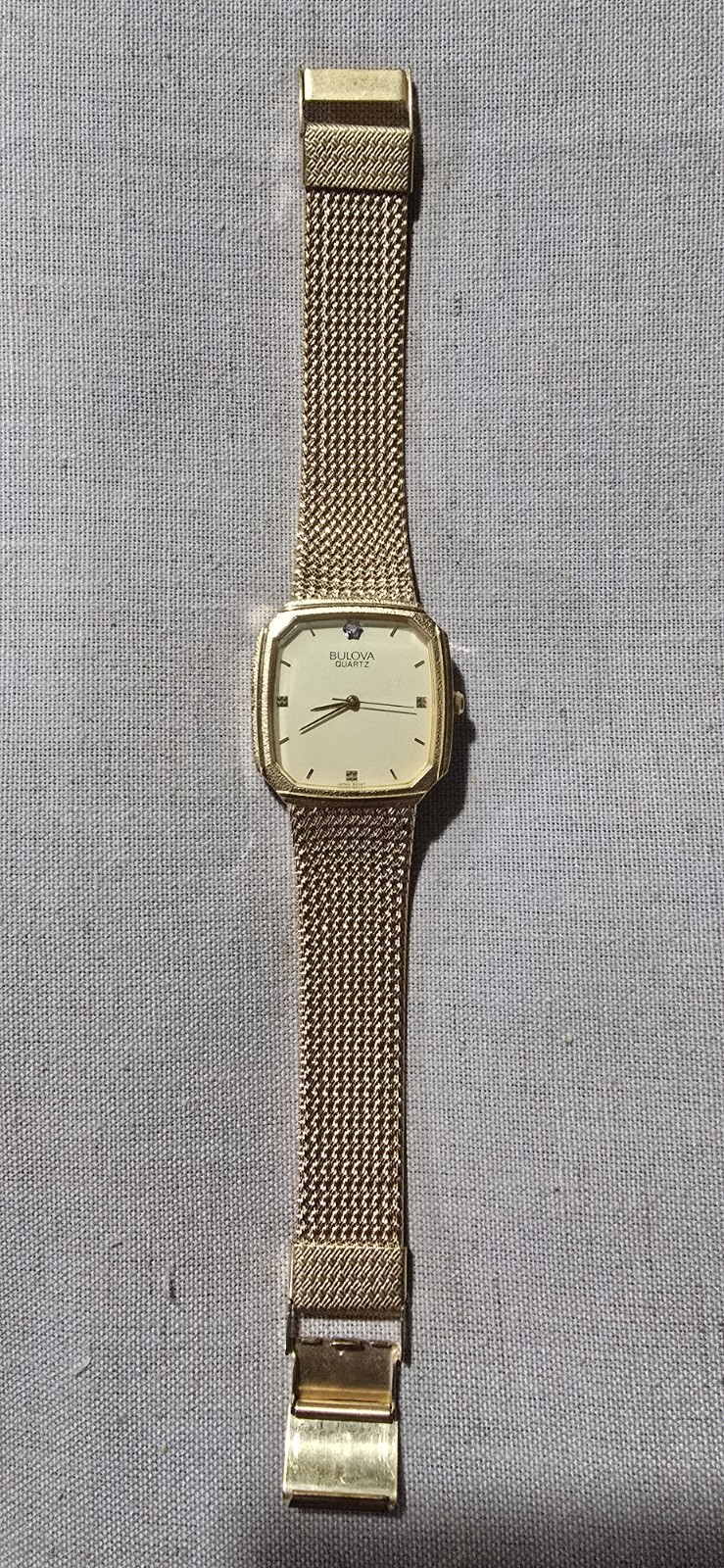 Bulova Quartz Gold Tone Octagon Champagne Dial Mesh Bracelet Dress Watch