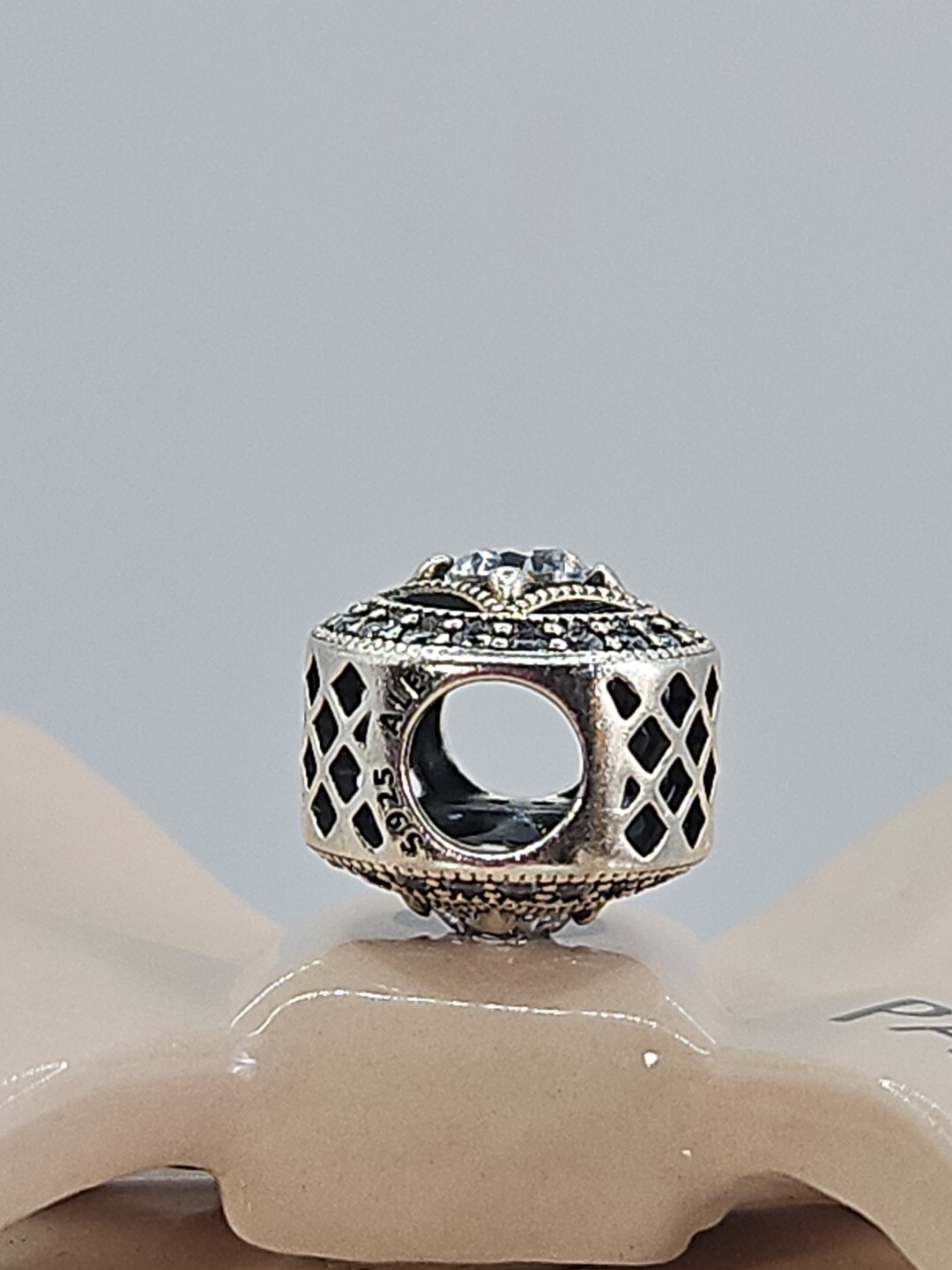 Authentic Pandora Sterling Silver VINTAGE ALLURE Clear CZ Charm #791970CZ