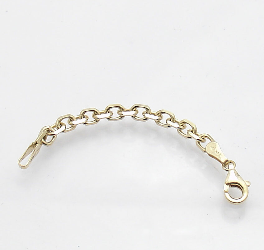 2.5″ 3.7mm Diamond Cut Cable Oval Extender for Necklace Chain 14K Yellow Gold