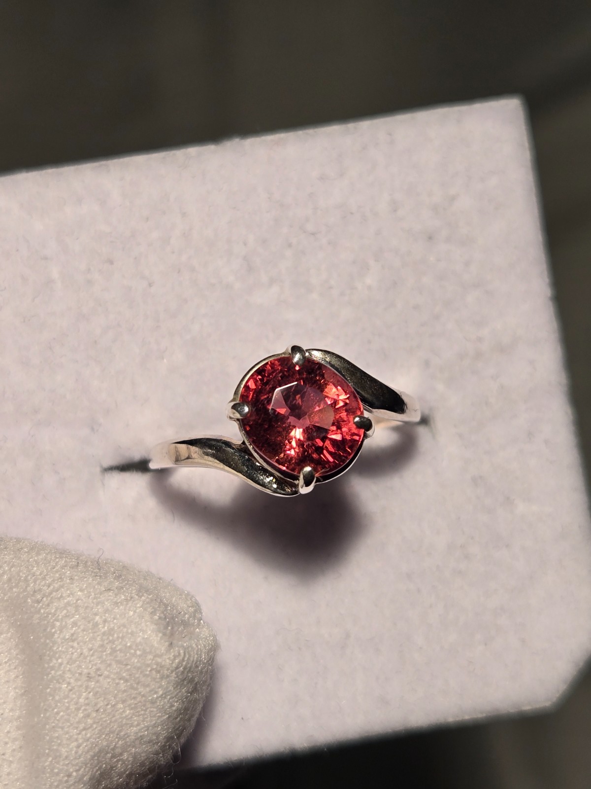 GORGEOUS 2.40CT NATURAL PURPLISH PINK TOURMALINE SILVER RING! RICH COLOR/FLASH!!