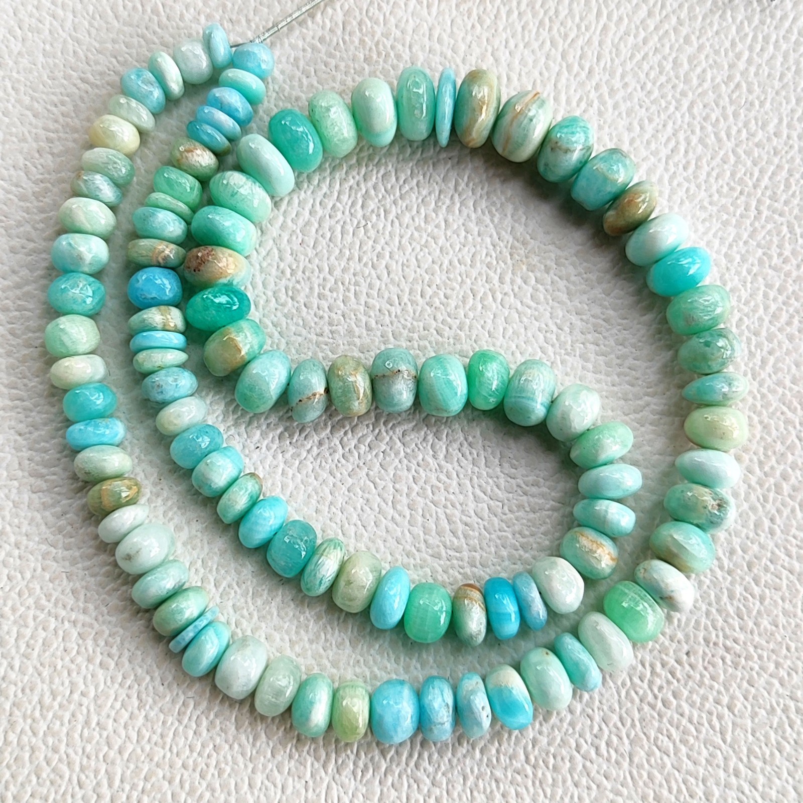 Natural Blue Aragonite Beads 5.5-9mm Smooth Rondelle 17″ Strand Argentina