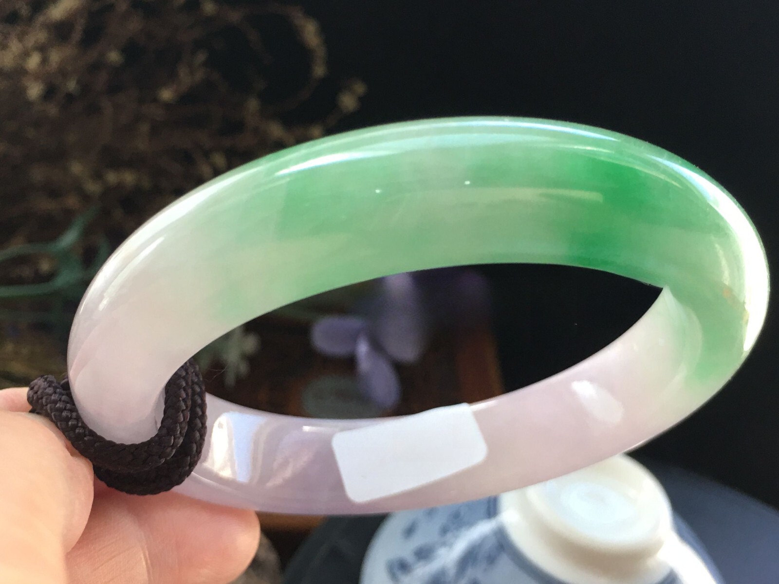 58-59mm Grade A Myanmar Natural Green Purple Jade Bracelet