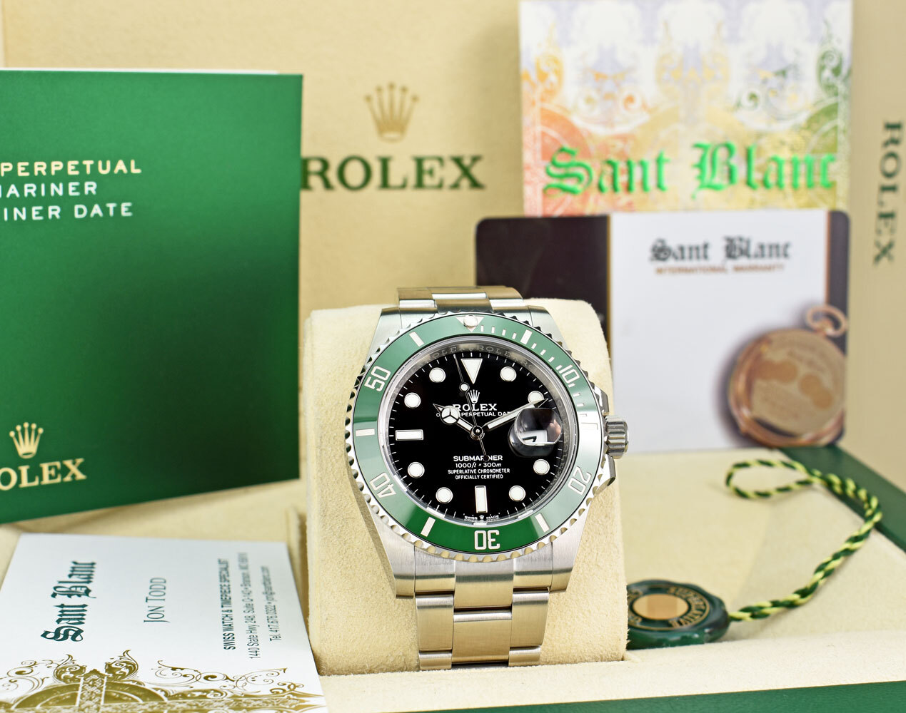 ROLEX 41mm Stainless SUBMARINER Green Bezel “KERMIT” 126610LV SANT BLANC
