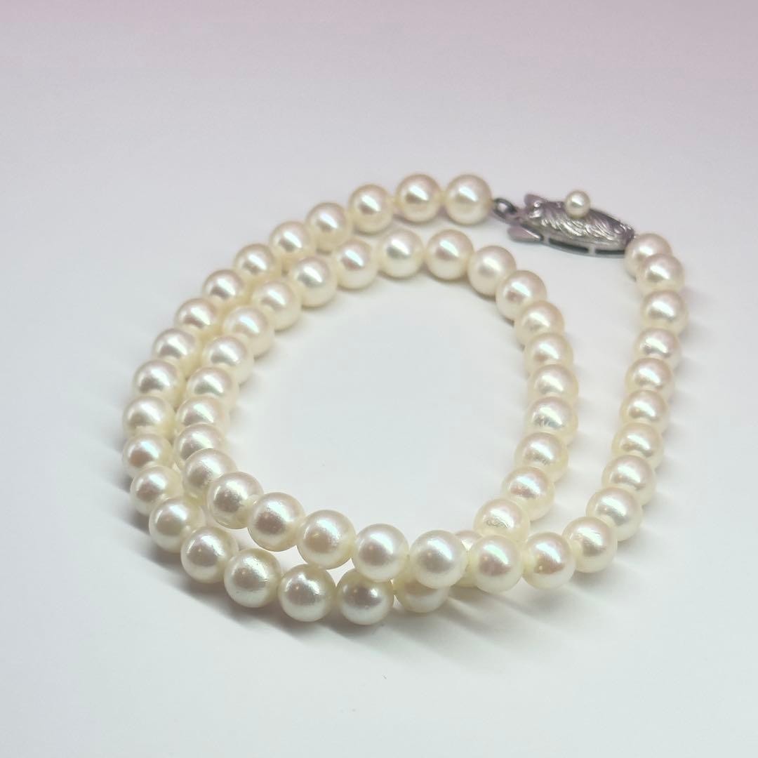 TASAKI Akoya Pearl Necklace 6.0-6.5mm Sterling Silver 925 14″ 36cm Choker Japan