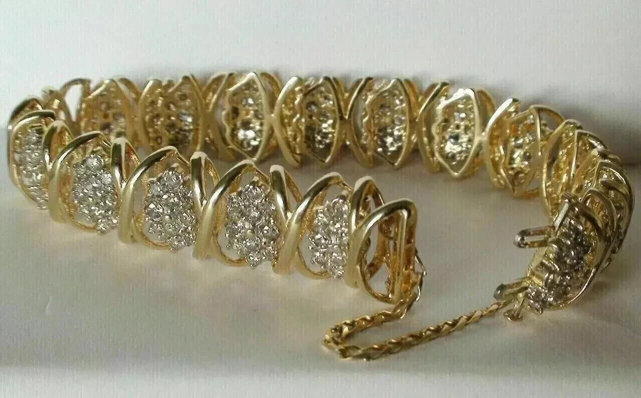 7Ct Round Cut Lab Created Diamond Women’s Tennis Bracelet 14K Yellow Gold Plated
