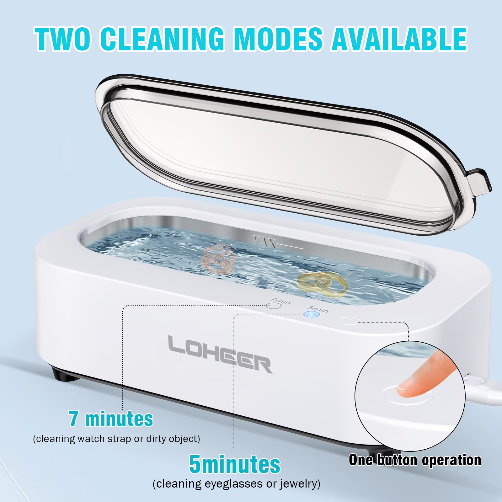 LOHEER 48kHz Ultrasonic Jewelry Cleaner 12oz FREE SHIP