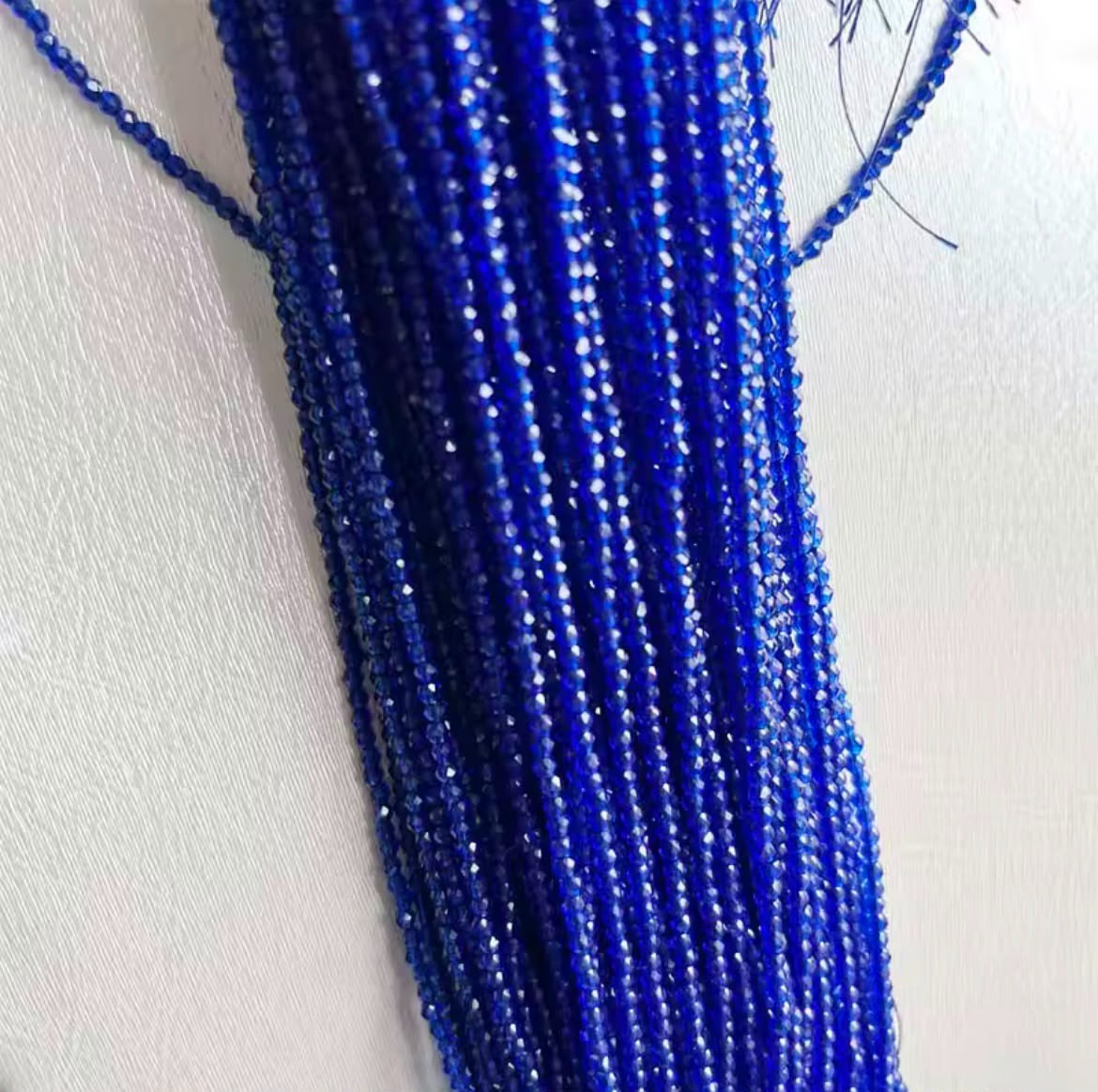 2mm Natural Blue Sapphire Spinel Necklace Faceted Healing Stone 35-55cm