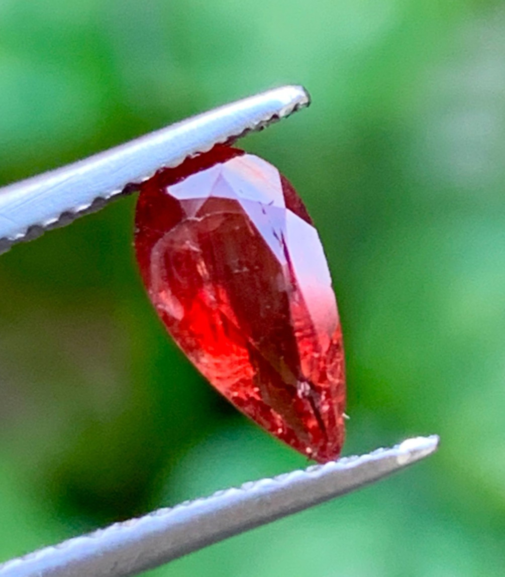 Rare Pigeon Blood Red Oregon Sunstone 0.75 Crt Pear Faceted Loose Feldspar Gem