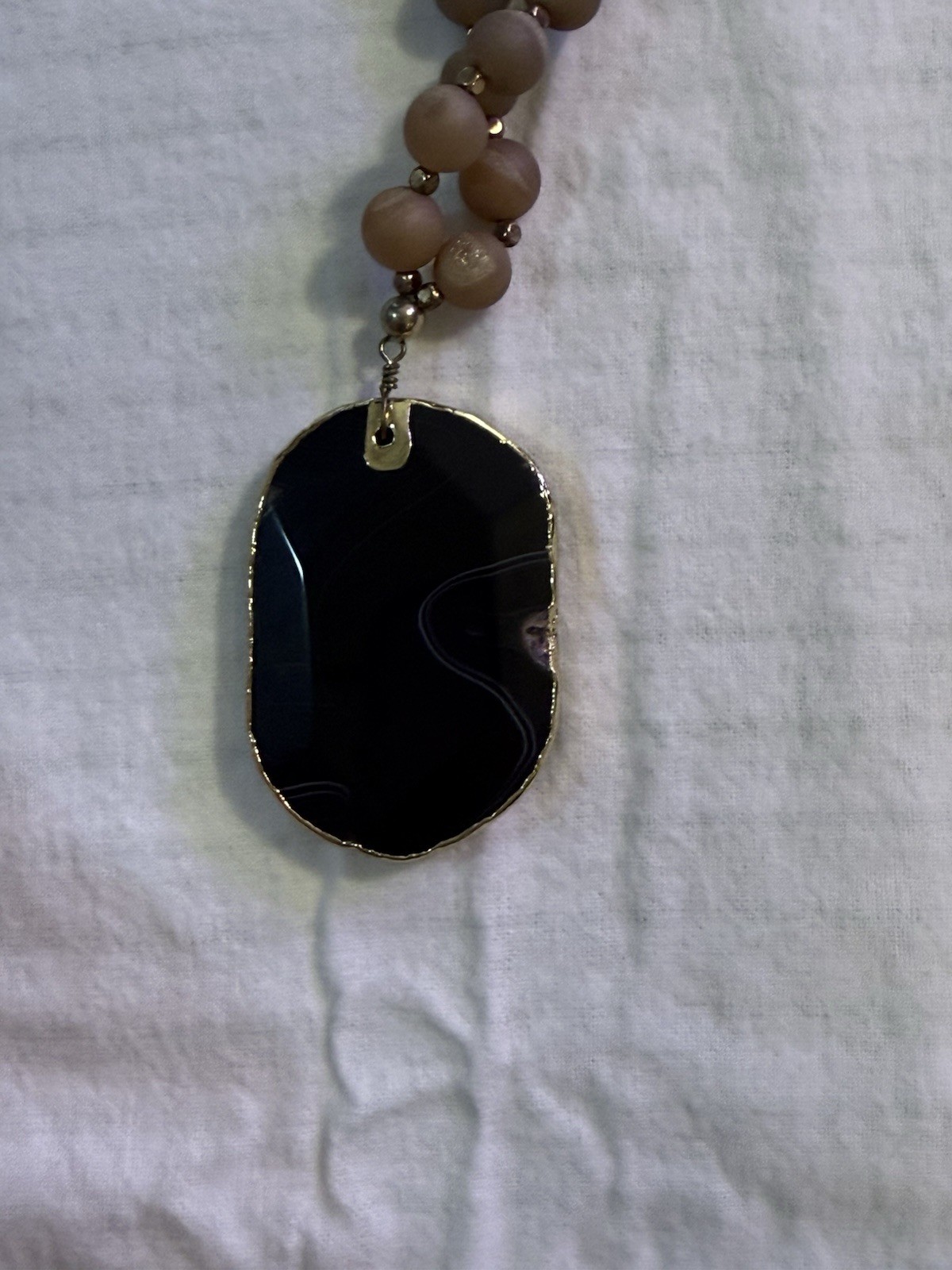 J. Jill Artisan Beaded Statement Necklace with Black Agate Geode Pendant – Boho
