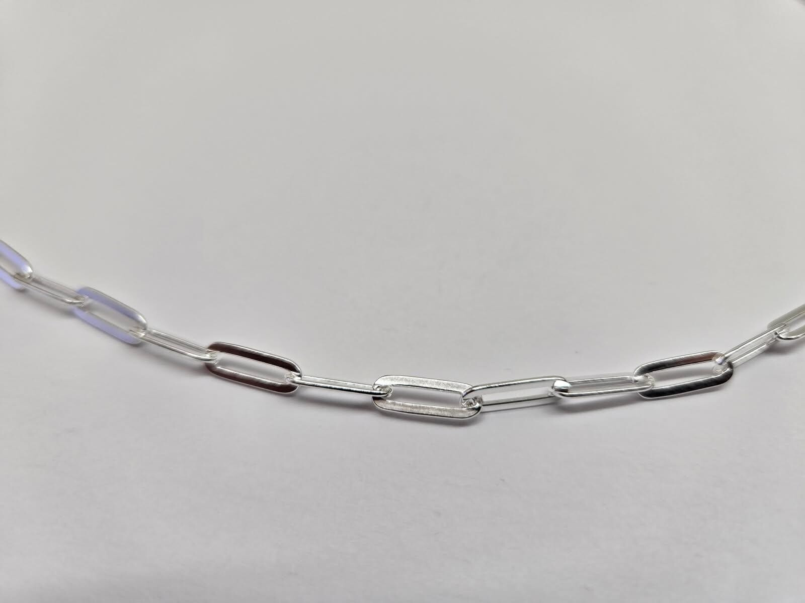 925 Sterling Silver Flat Paperclip Necklace Bracelet 4mm, 7″ to 30″ Long