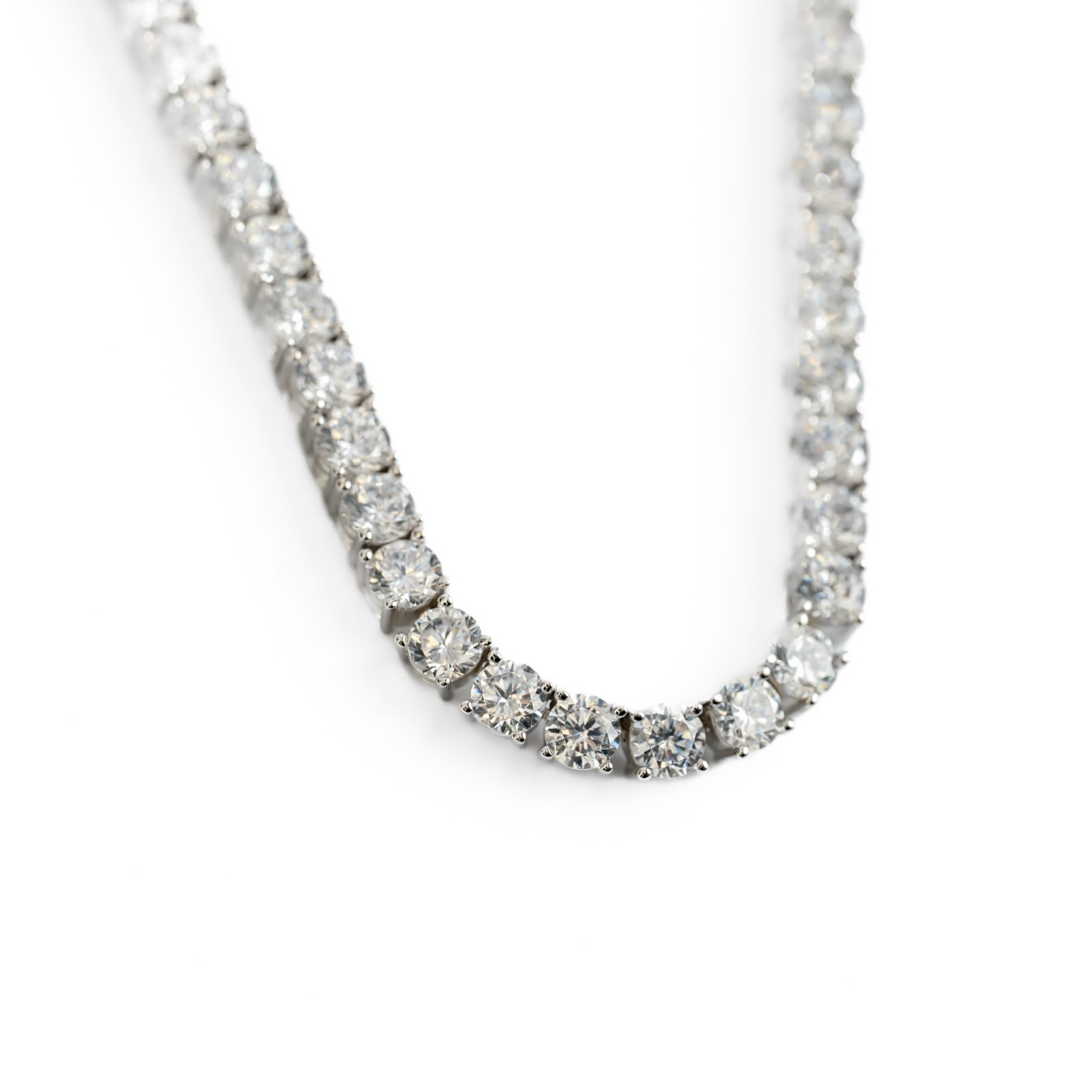 30-40CTTW Lab Created Tennis Necklace, Silver, VVS, D-Color, CD002