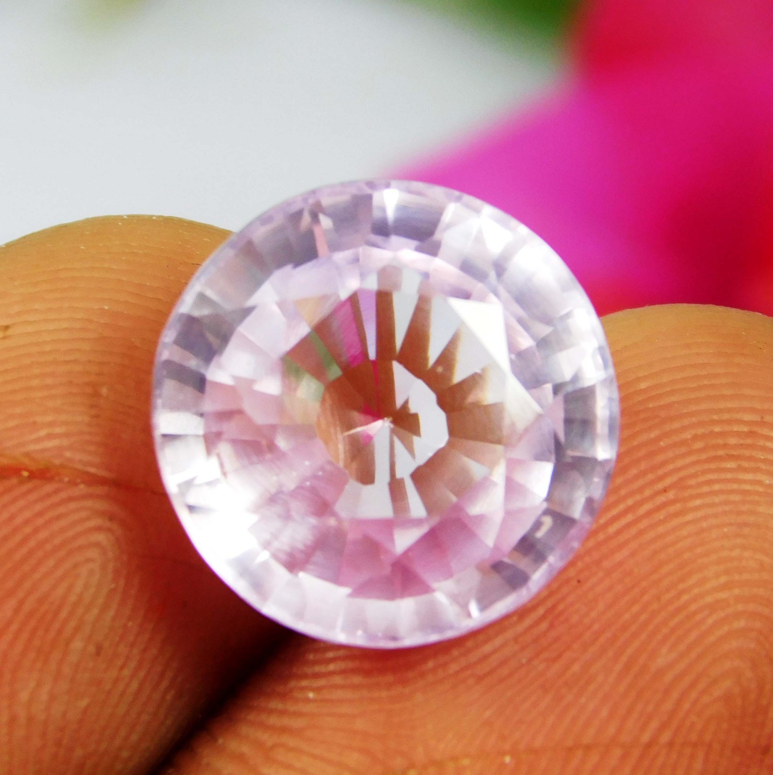 Certified 13.45 Ct Natural Pink Kunzite Round Brazilian Loose Gems 13.2×13.2mm