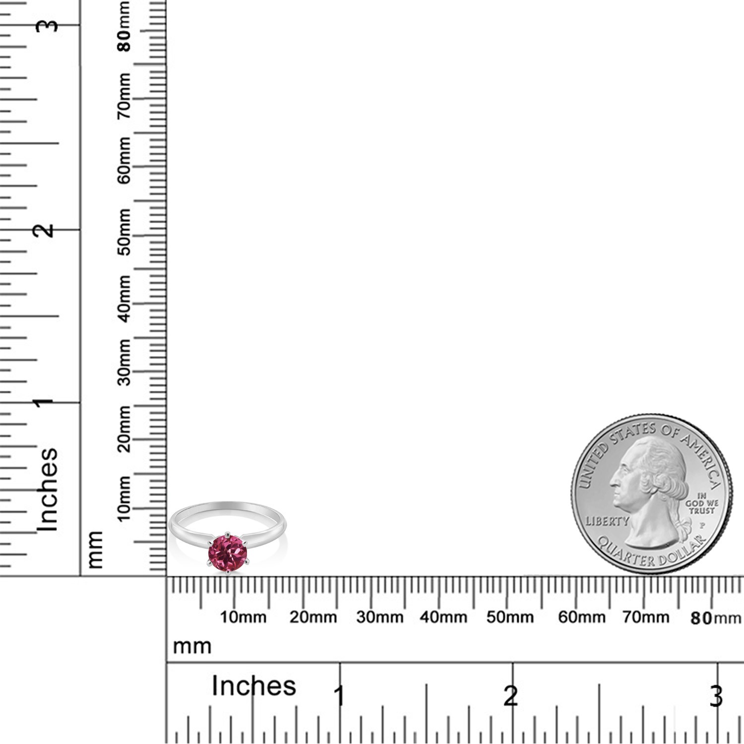 18K White Gold Pink Tourmaline Engagement Solitaire Ring For Women (0.52 Cttw,