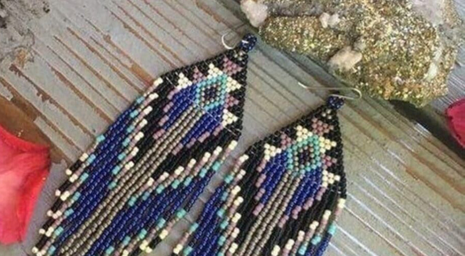 Tribal Earrings Native Large Boho American Seed Beads Handmade Earring