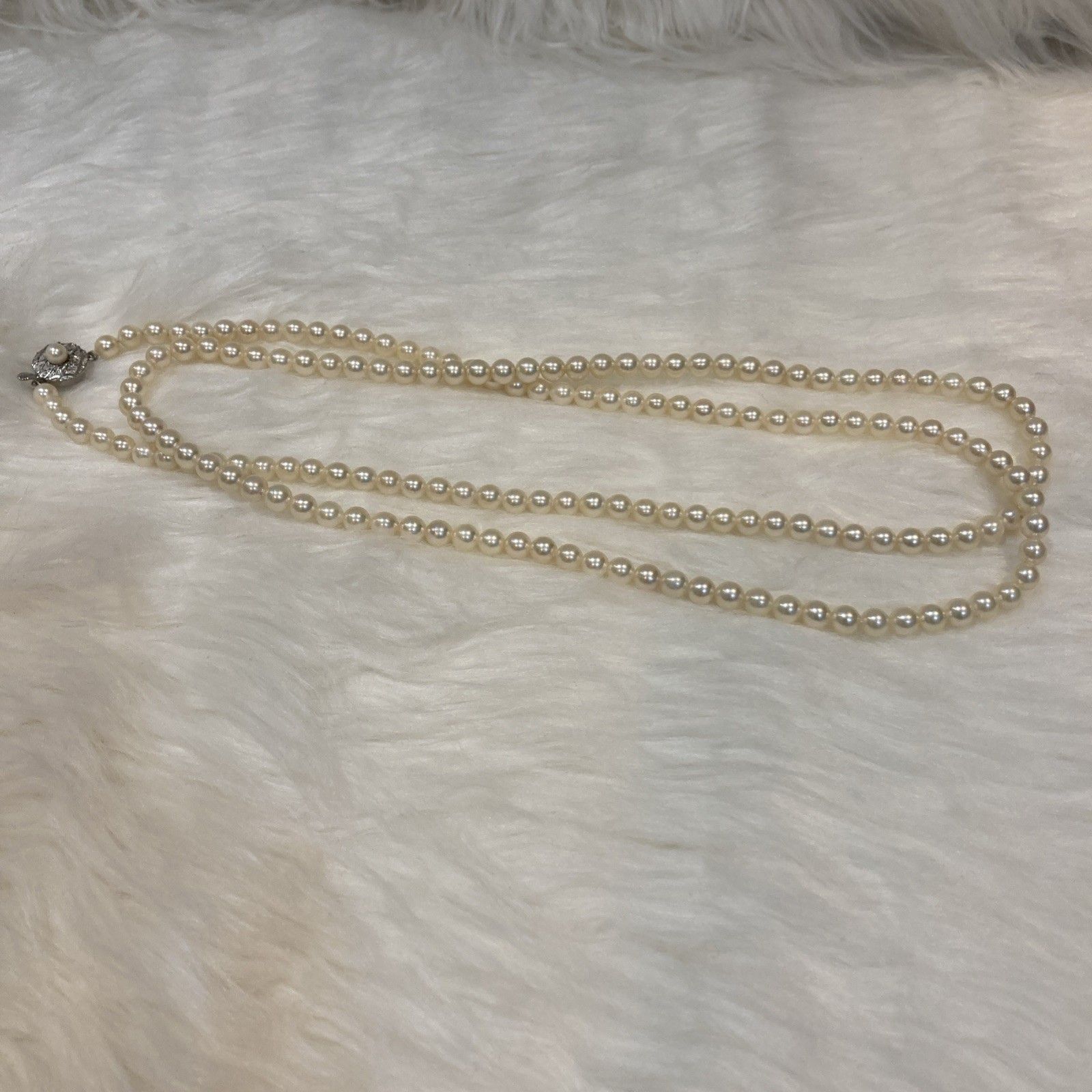 Akoya Pearl Long Necklace 104cm 61g 6-6.5mm Silver Clasp