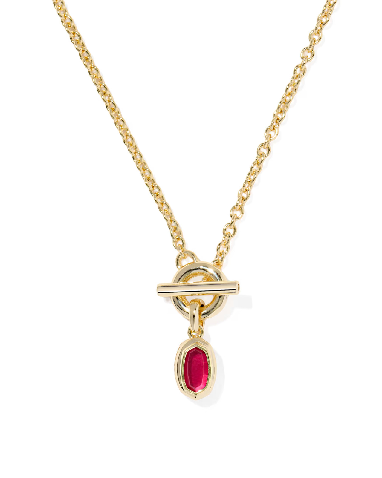 Kendra Scott Mini Elisa Toggle Silver Short Pendant Necklace Red