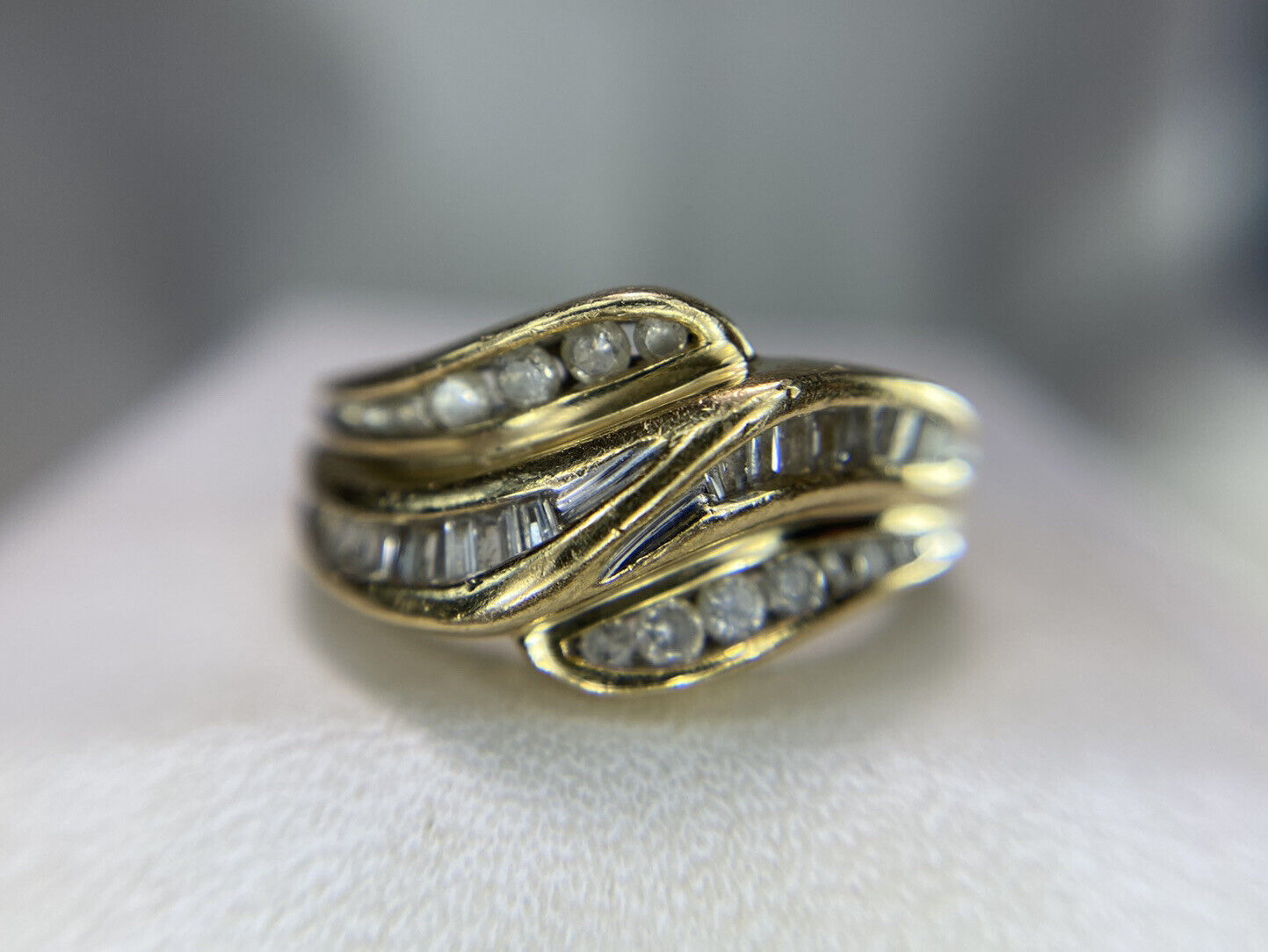 1.20Ct Round Cut Simulated Diamond 14k Yellow Gold Plated Engagement Band Ring