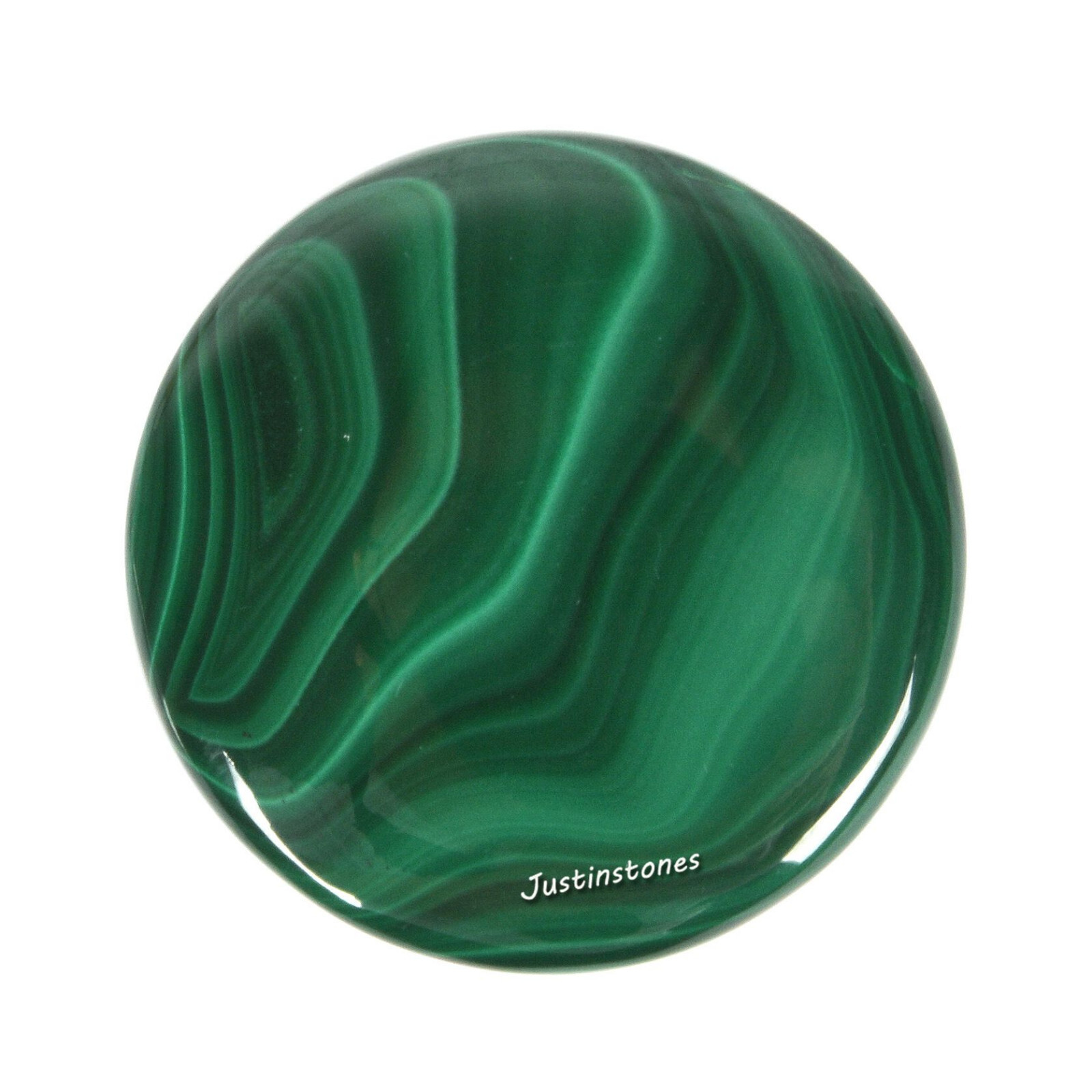 Natural malachite round flat coin disc smooth cabochon palm pocket worry stone