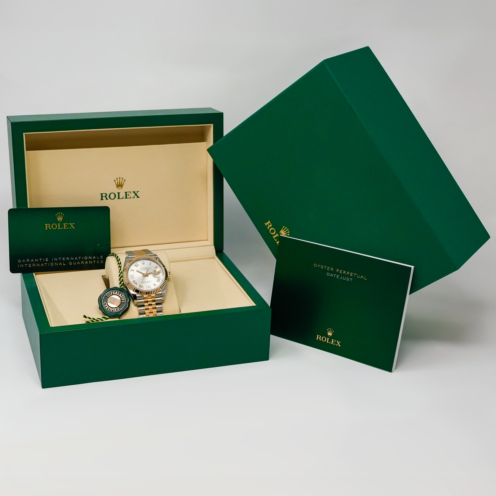 Rolex Datejust 36 126233 Gold & Steel Watch – Silver Roman VI Diamond, Jubile…