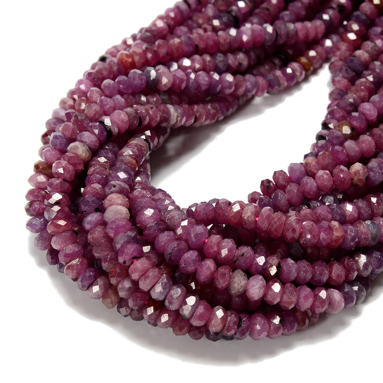 Natural Ruby Faceted Rondelle Disc Beads Size 3x6mm to 4x10mm 15.5” Strand