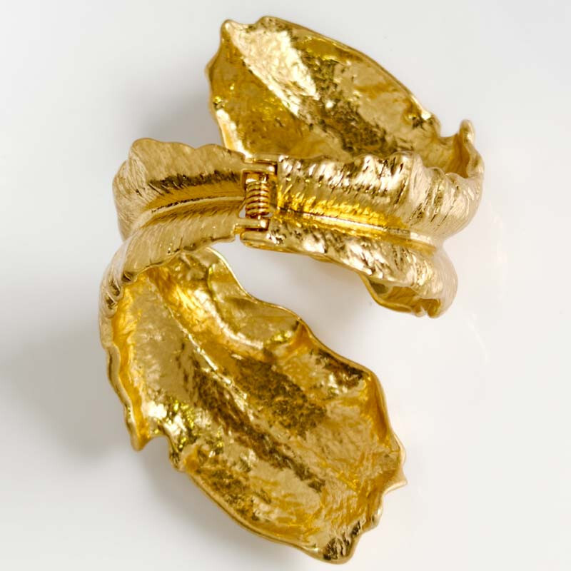 Zara Leaf Statement Bangle Cuff Retro Women Party Vacation Travel Jewelry Gift