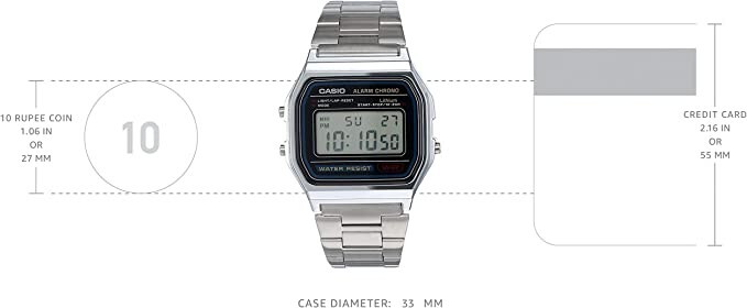 Casio Men’s A158WA-1DF Stainless Steel Digital Watch
