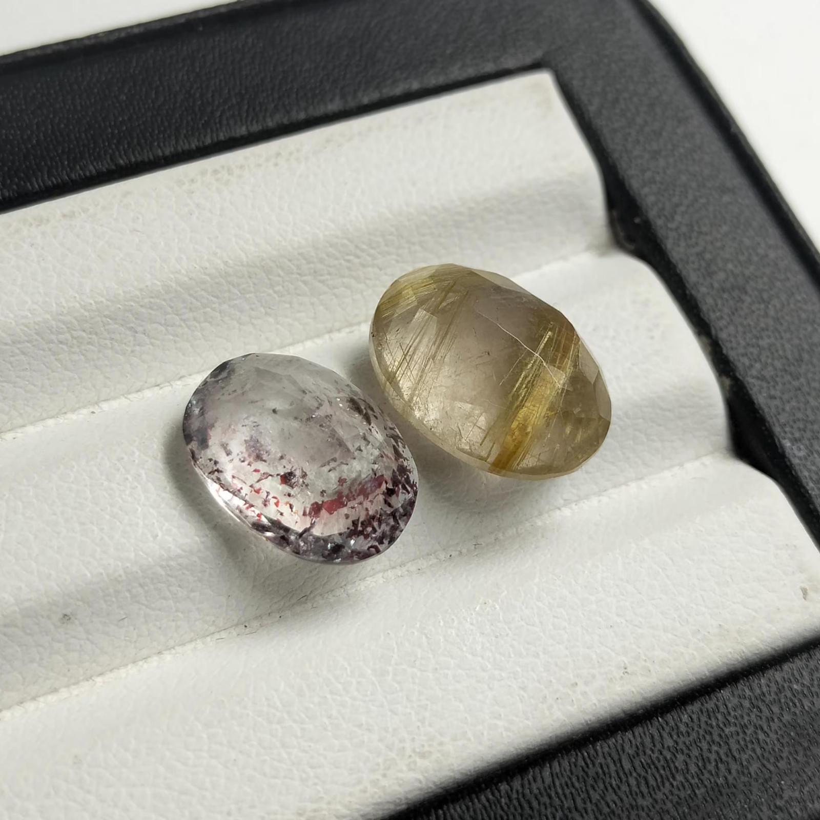Rare Crystal Gemstone Duo Golden Rutile Quartz&Super Seven 9.70Ct Jewelry Making
