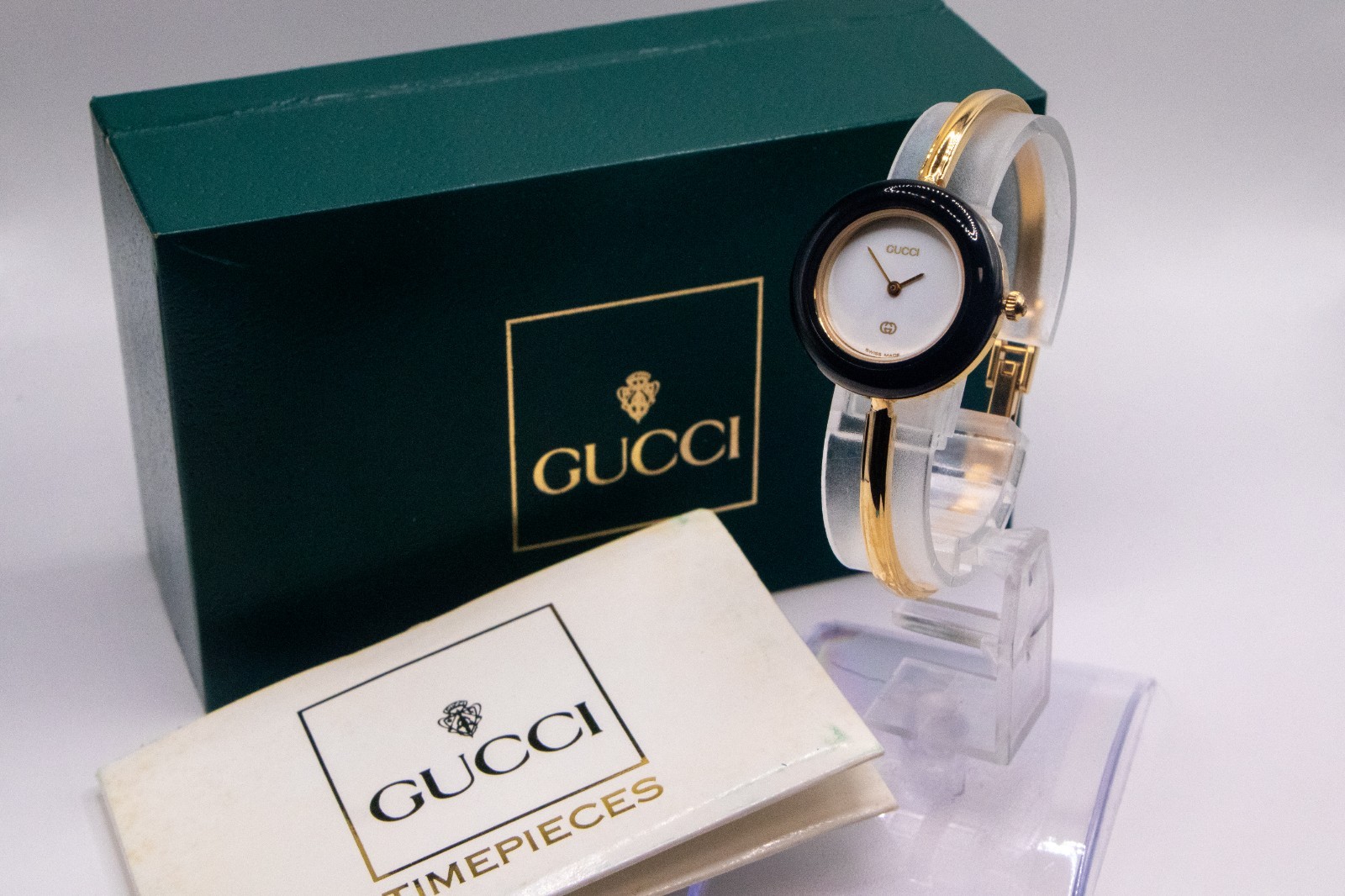 [TOP MINT]GUCCI Change Bezel 11/12.2 1100L Gold Vintage Quartz with Box ＆ Paper