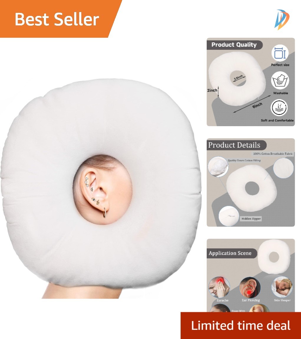 Ergonomic Ear Pain Relief Pillow with Adjustable Fill – Ideal for Side Sleep