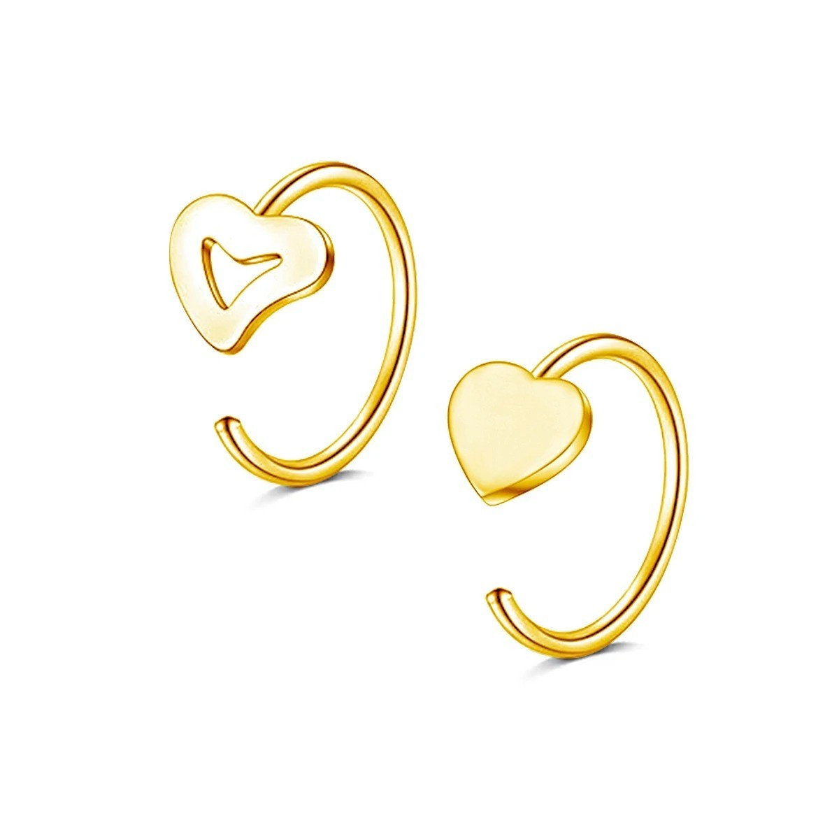 💖✨ C-Shaped Hollow Heart Nose Ring Set Stainless Steel – 2/5pcs – NEW