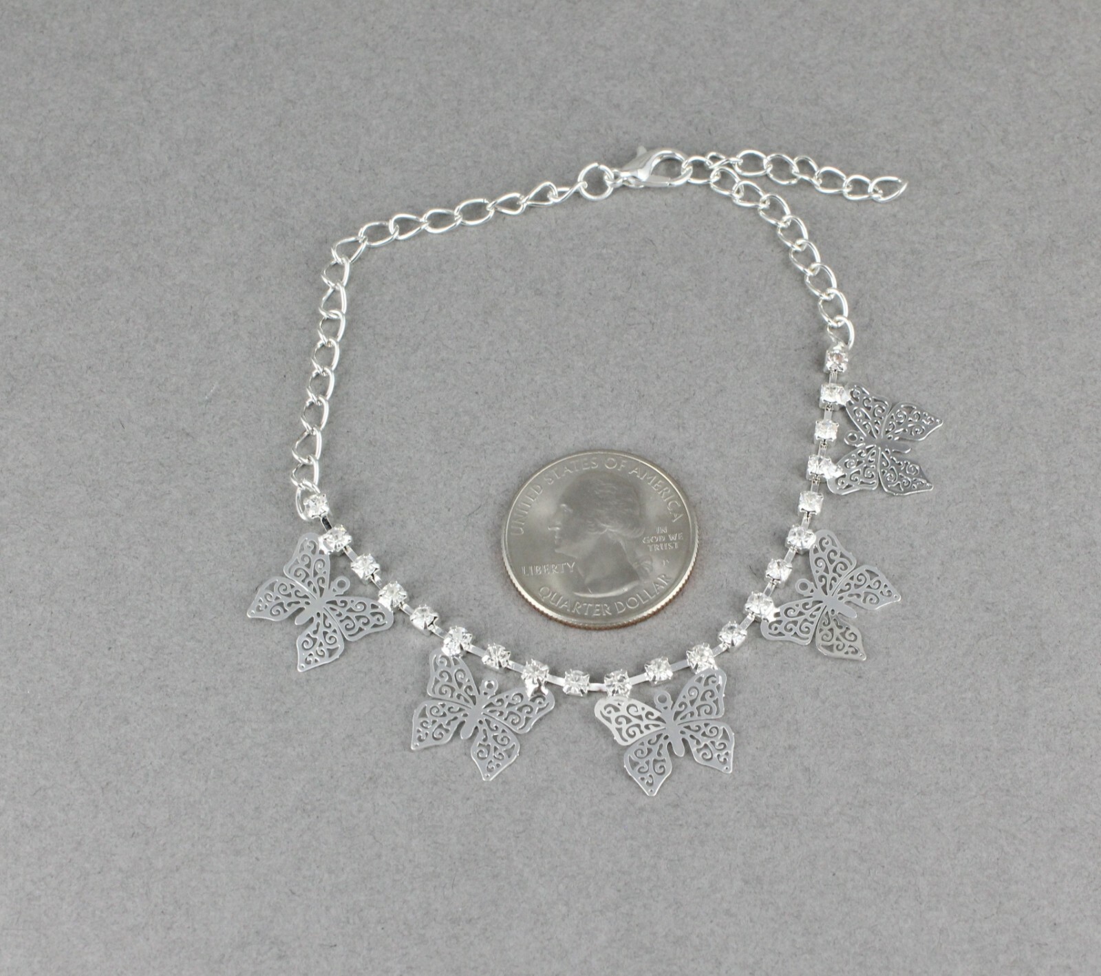 silver butterfly anklet charm dangle pendant adjustable ankle bracelet dangly