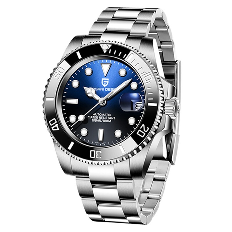 PAGANI DESIGN PD-1651 Men’s GMT Watch Black with Stainless Steel Jubilee Strap